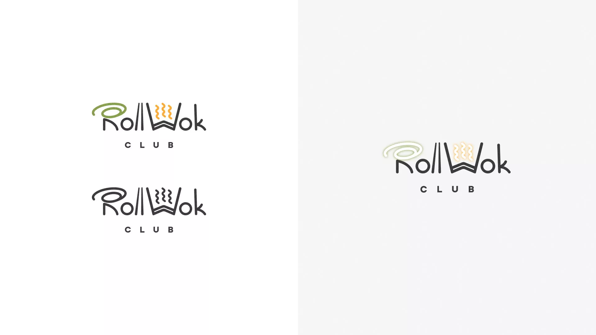 Разработка логотипа и фирменного стиля суши-бара «Roll Wok Club» в Каргате